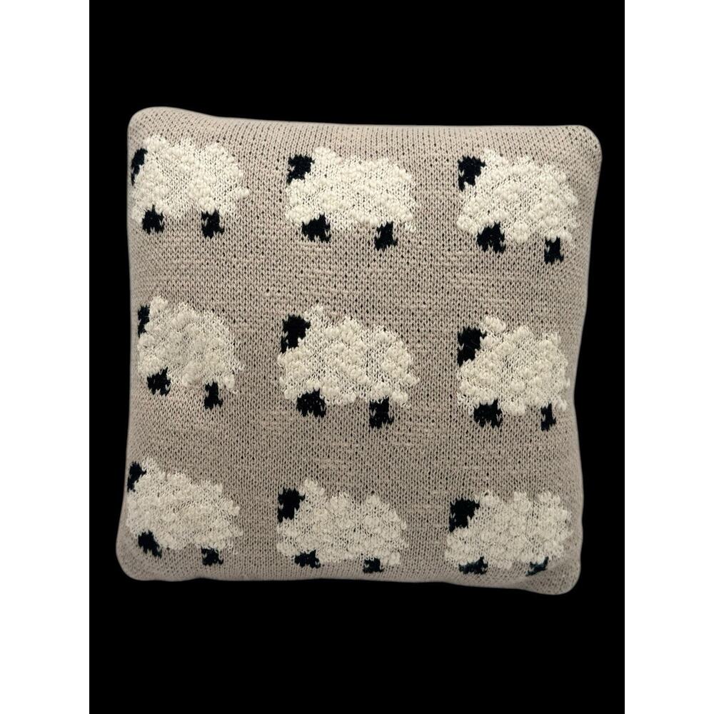 Nicole Miller Home Counting Sheep Accent Pillow 10" Square Sweater Knit Gray